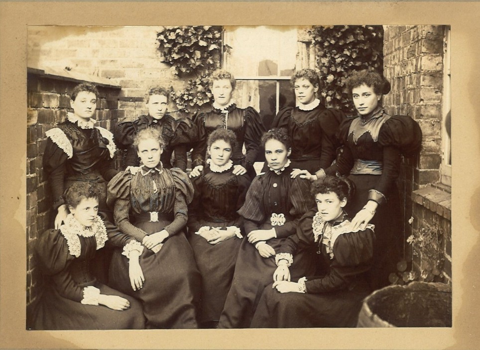 Women in Service, Hartshill, wearing their best clothes. c.1895. Part of the Brampton Museum collection, photographer unknown