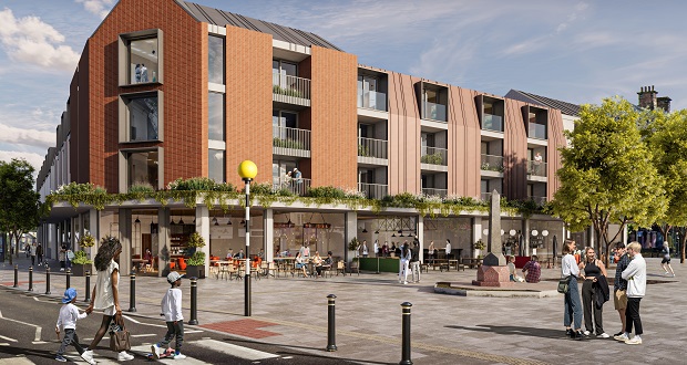 The image shows an initial impression of what York Place may look like, viewed from Church Street.