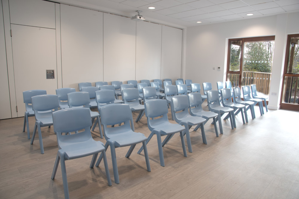 Chairs set up in the Alder room.