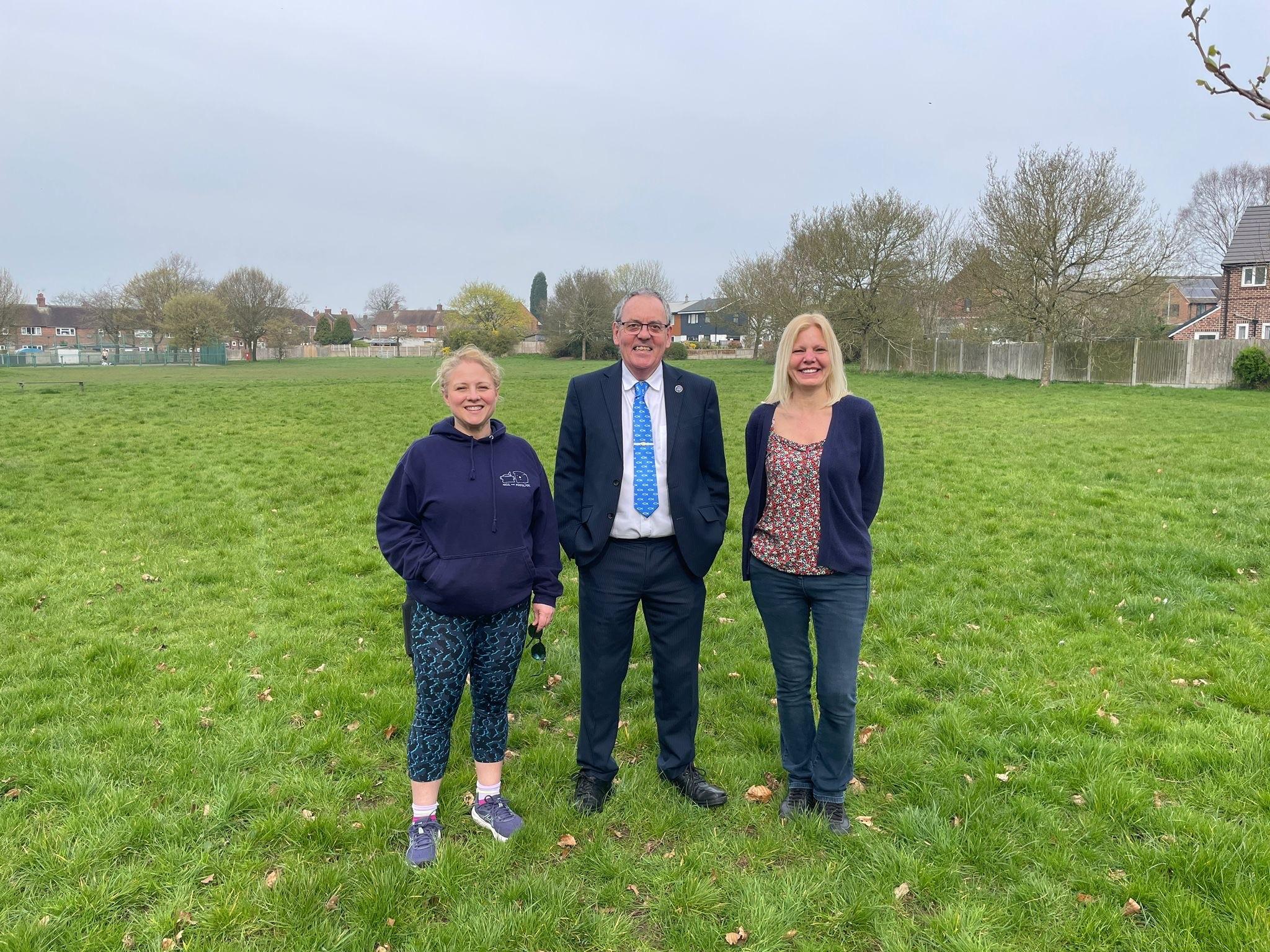 Pictured, left to right, with Cabinet member David Hutchison are Friends of Bradwell Dingle members Lucy Lambourne-Gibbs and Jude Powell.