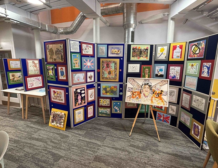 Children's art exhibition at Keele in Town