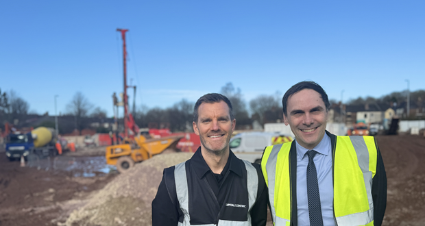 Image shows council leader simon tagg, left, and C&C co-founder Tim Heatley inspecting the former Ryecroft site