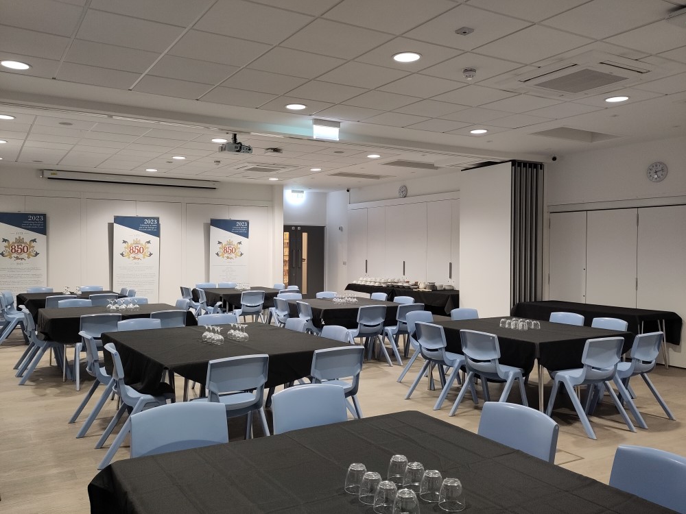 Event space set up for a business networking meeting