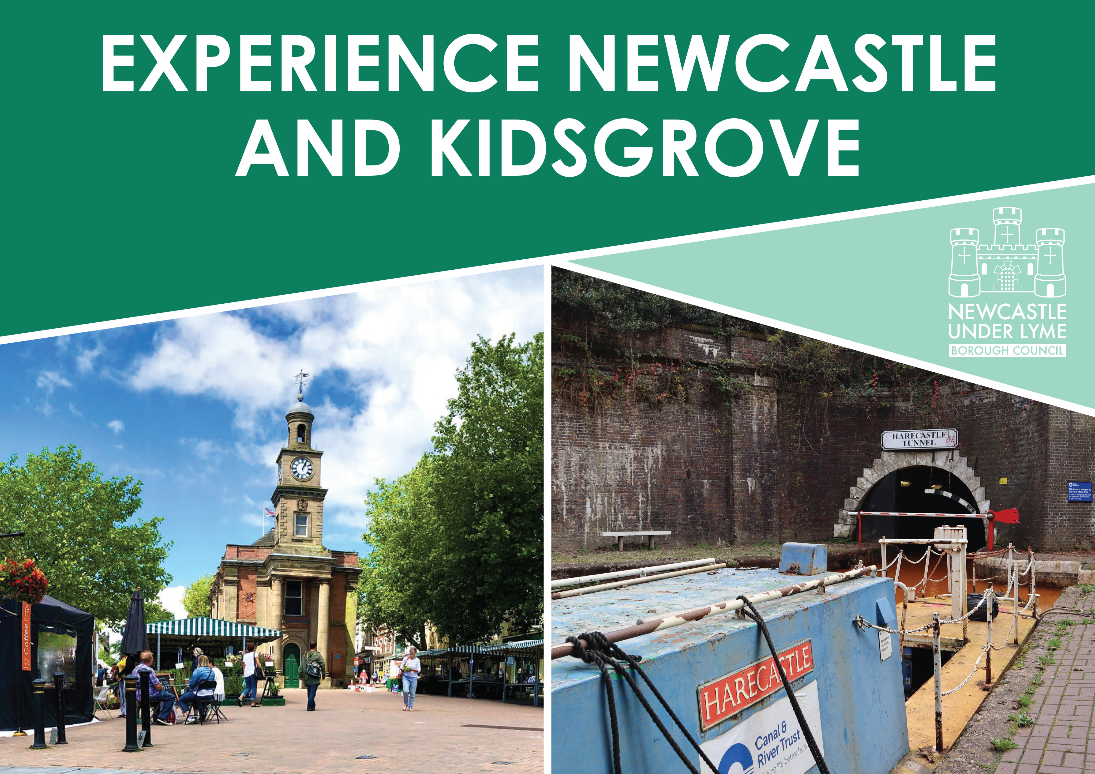 Composite image shows the Experience Newcastle and Experience Kidsgrove brochures
