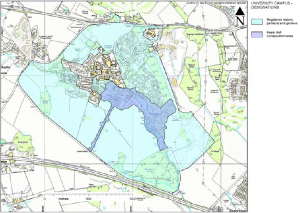 Figure 4: Keele Hall conservation area and historic park and garden