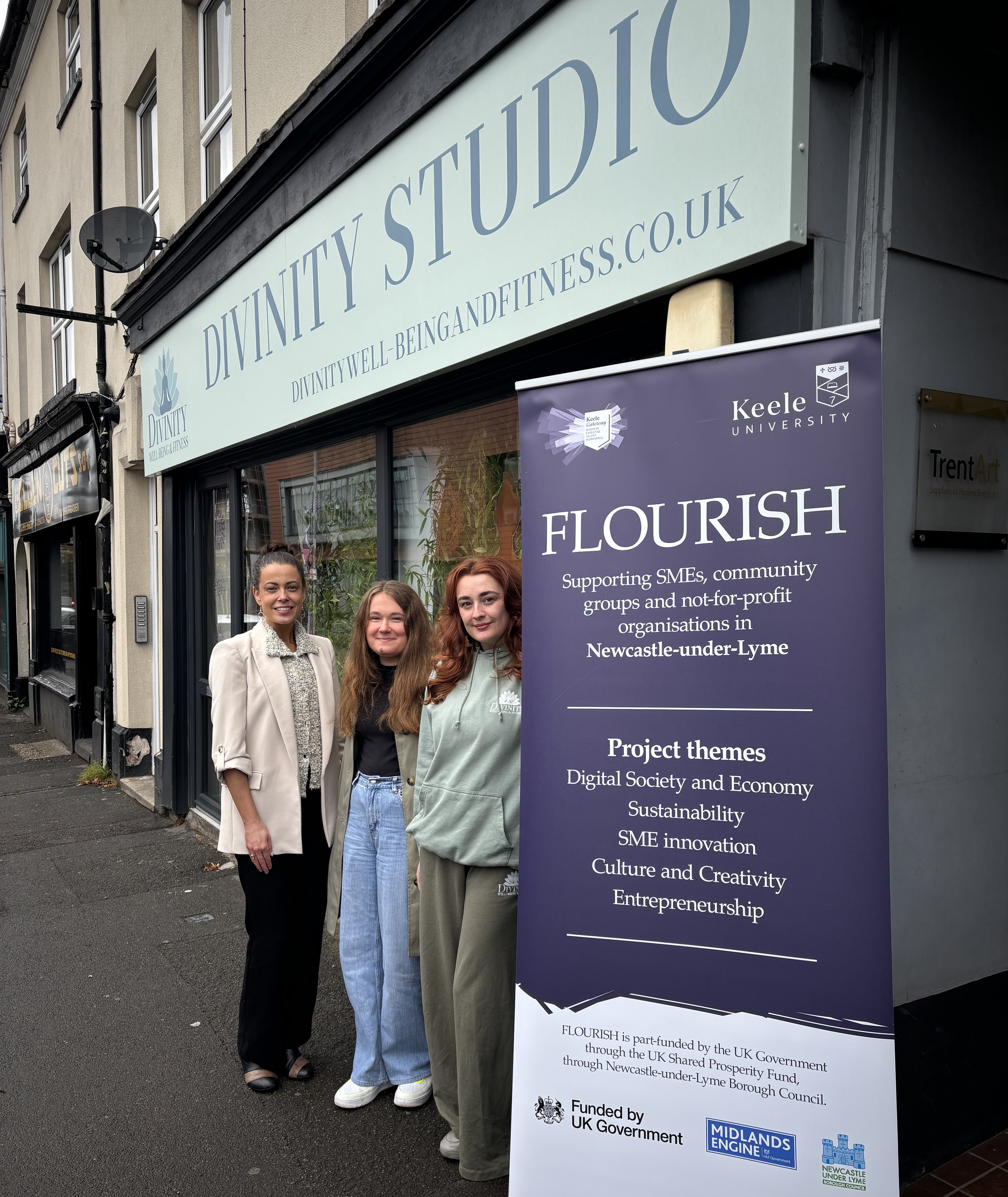 Newcastle-under-Lyme Borough Council, Keele University, Flourish initiative, Shared Prosperity Fund, businesses, help, support, graduates, students, skills, economic development.