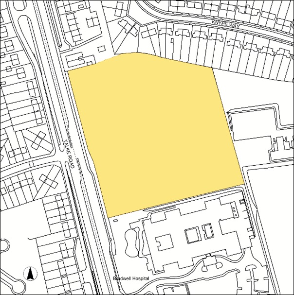 A line drawing showing the location of the land.