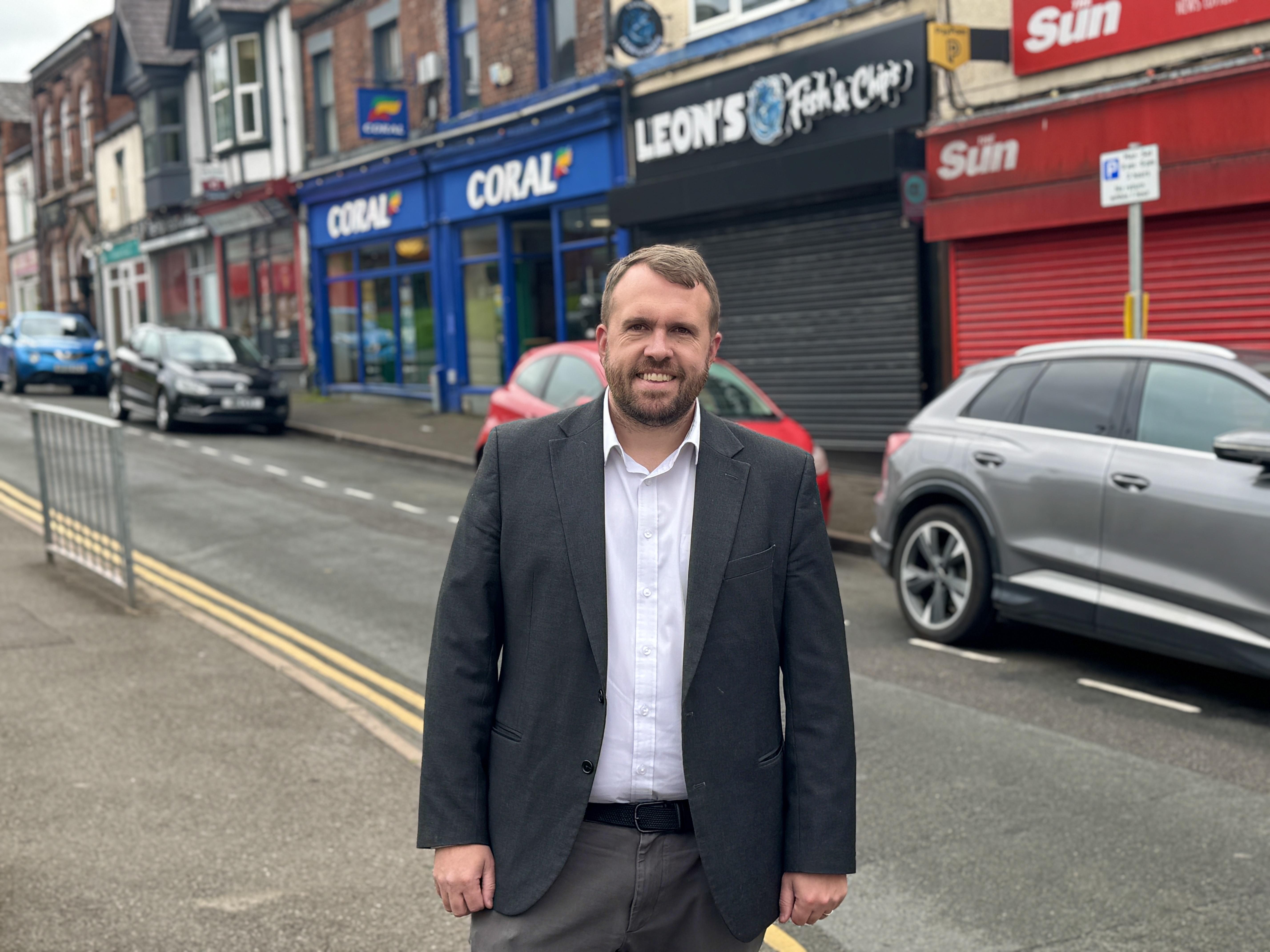 Council Leader Jonathan Gullis in Kidsgrove Town Centre as plans to introduce a Public Spaces Protection Order move closer.