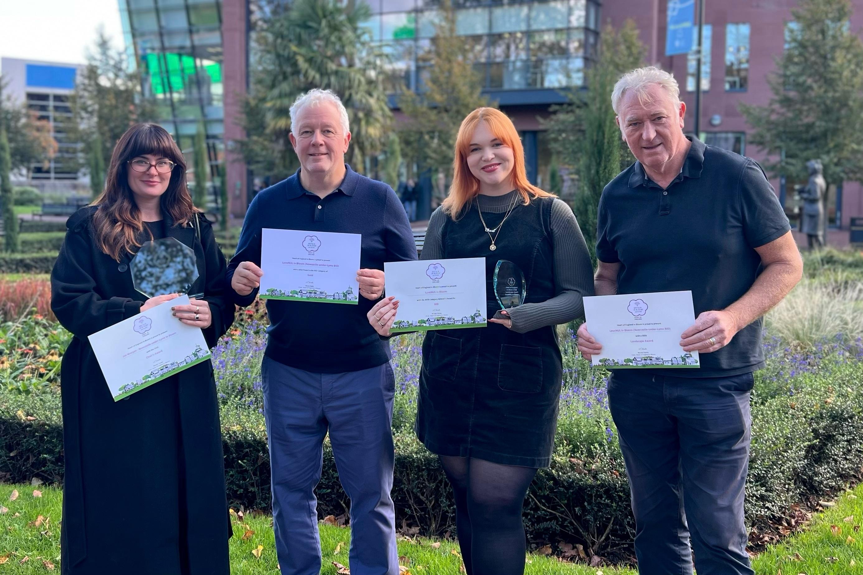 Newcastle-under-Lyme has won Gold and the BID category in the Heart of England in Bloom Awards.