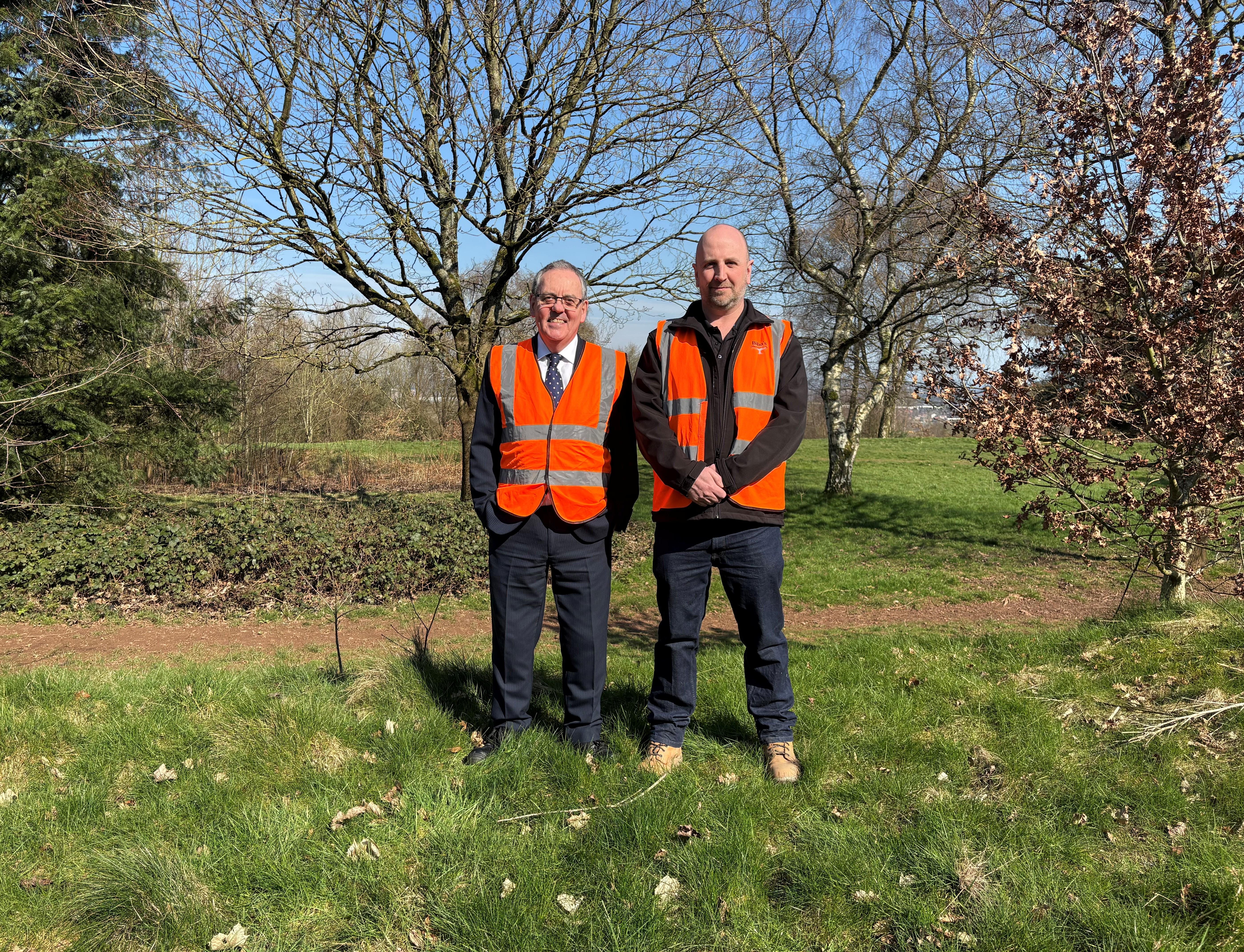 Pictured, left to right, are Cabinet member David Hutchison and Anthony Milner, Biba's Landscapes' Commercial Director.