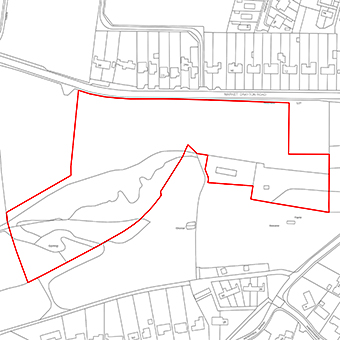 A line drawing showing the land location.