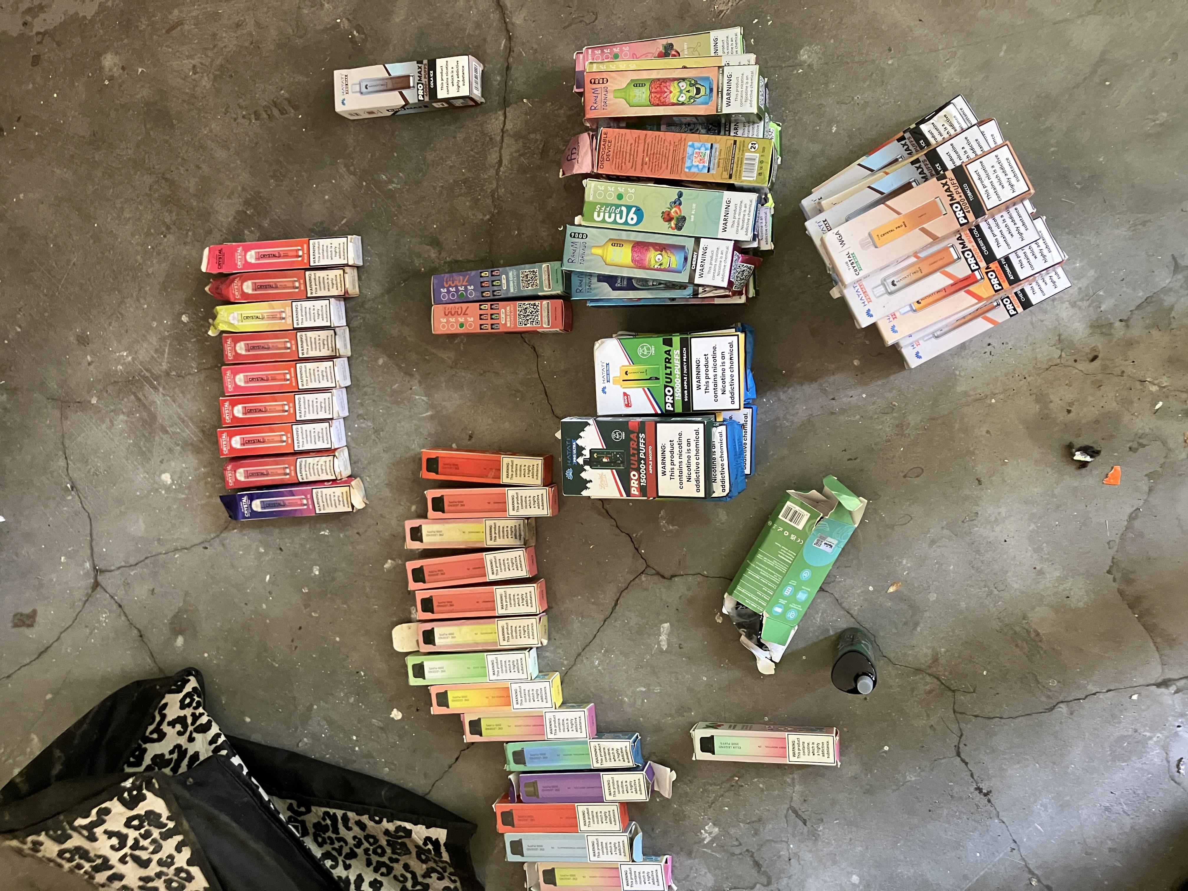 Illegal products seized from Cobra Vape Shop.