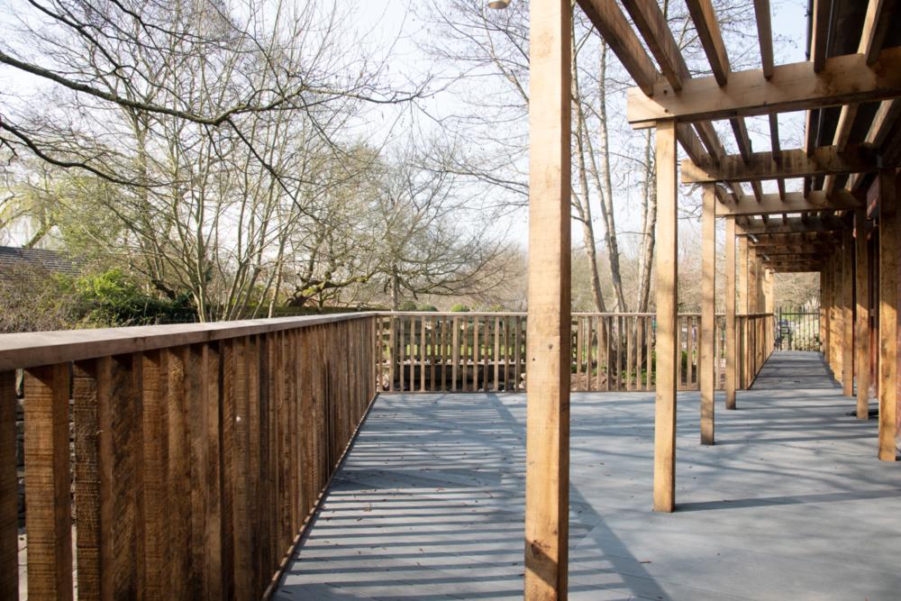 The outdoor deck area from the main event space.