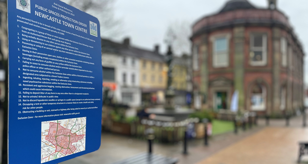 Image shows a sign publicising a PSPO.