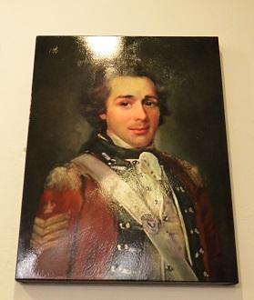 The image shows a portrait of Philip Astley in military uniform.