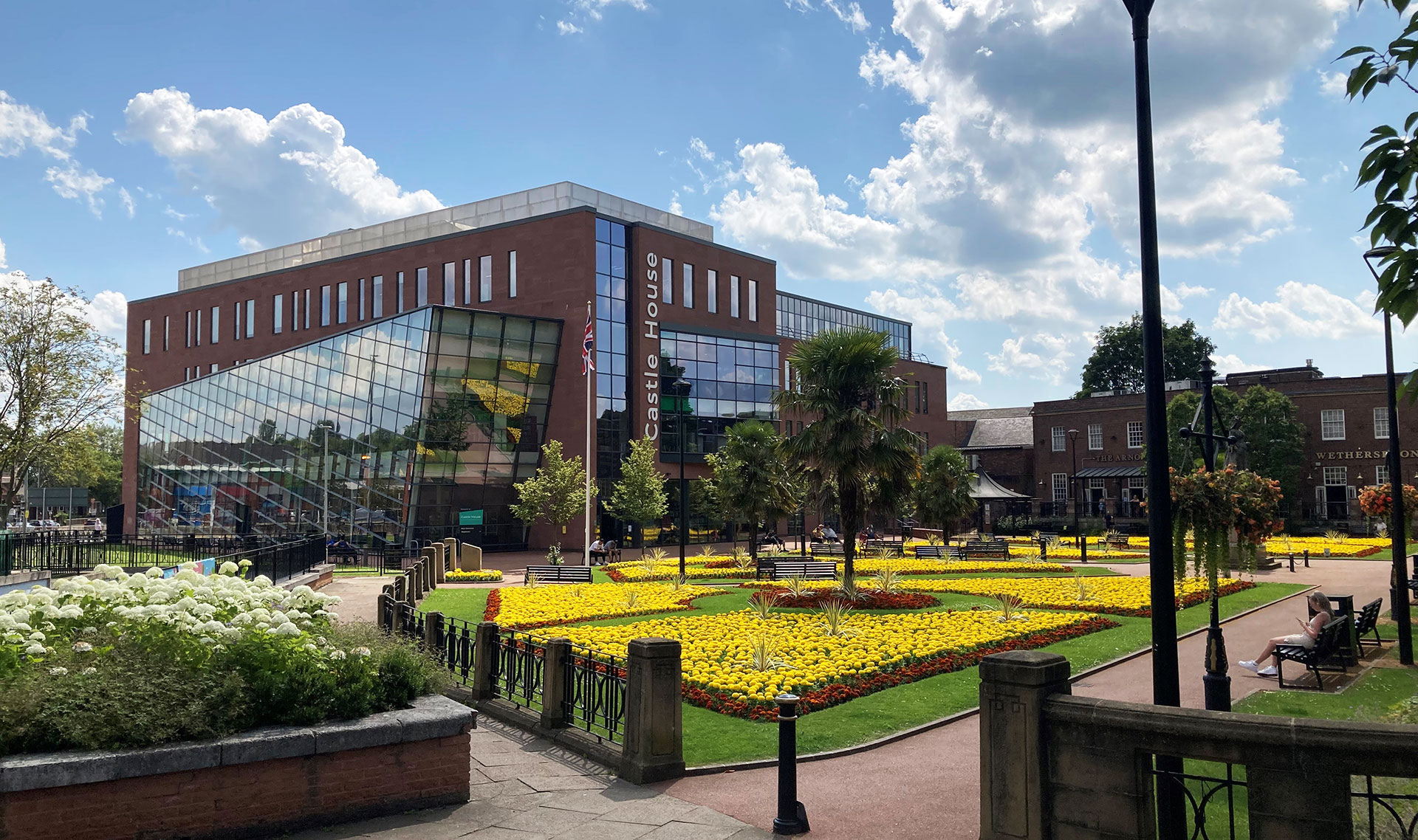 A photo of the Queens Gardens and Castle House in Newcastle town centre