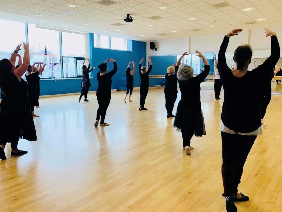 A group ballet class