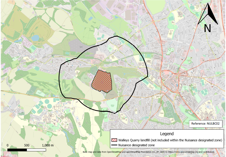 Walleys Quarry landfill nuisance zone