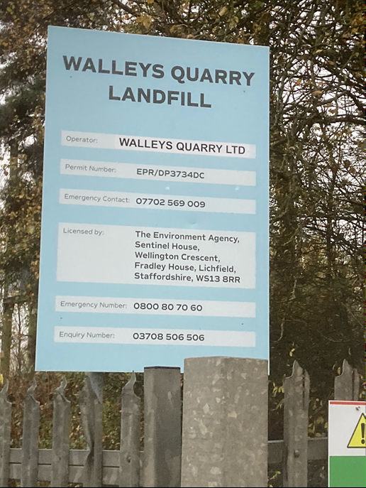 Walleys Quarry entrance sign