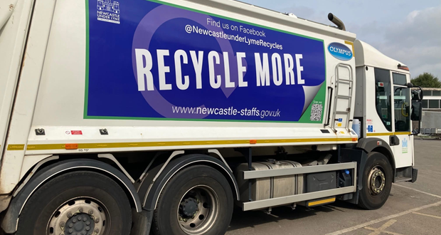 Image shows a waste recycling lorry