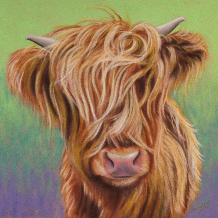 Pastel Image of a cow