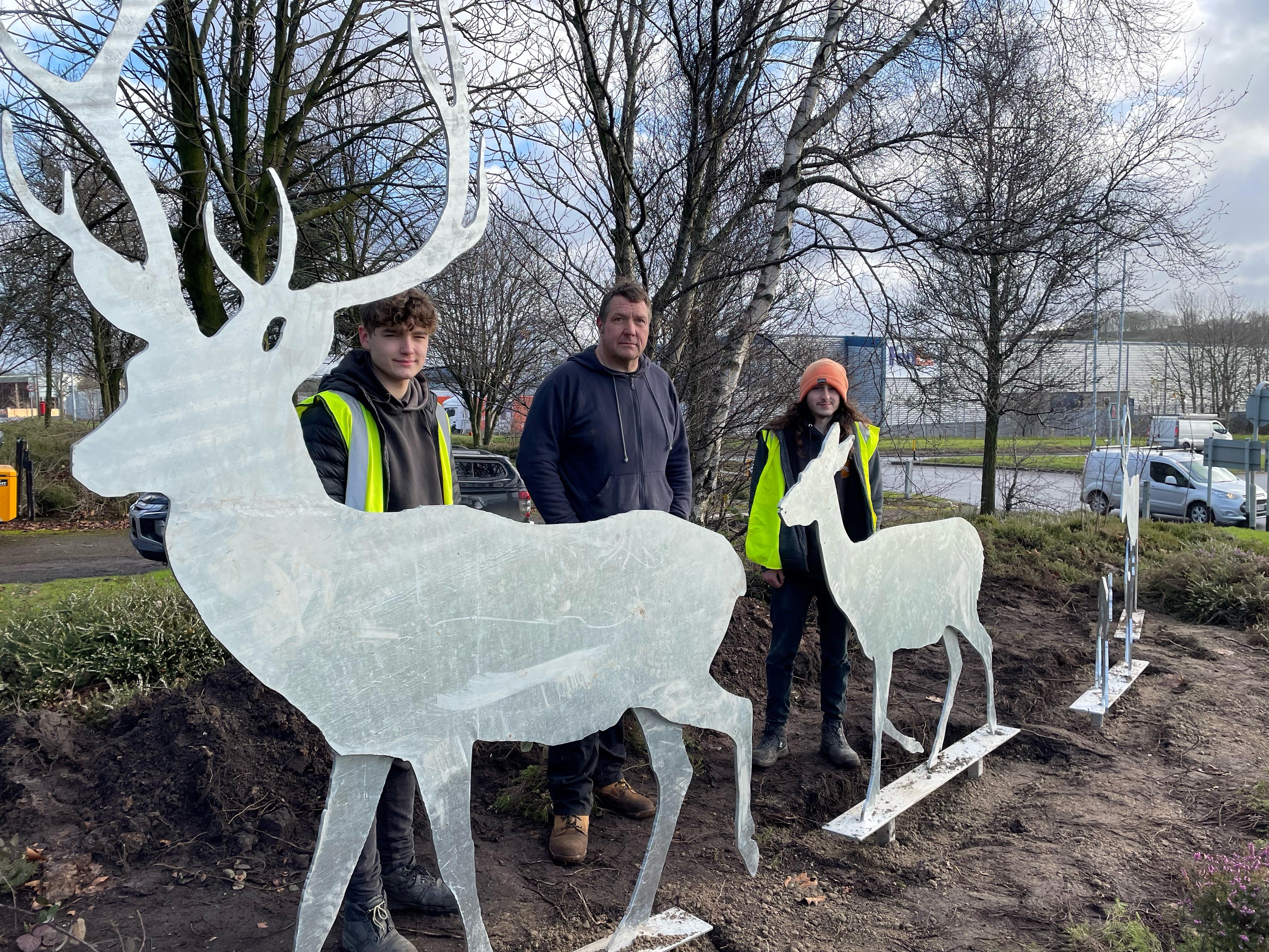 Deer, public art, apprentices, Britain in Bloom, Achieve Training, Council, flora and fauna.