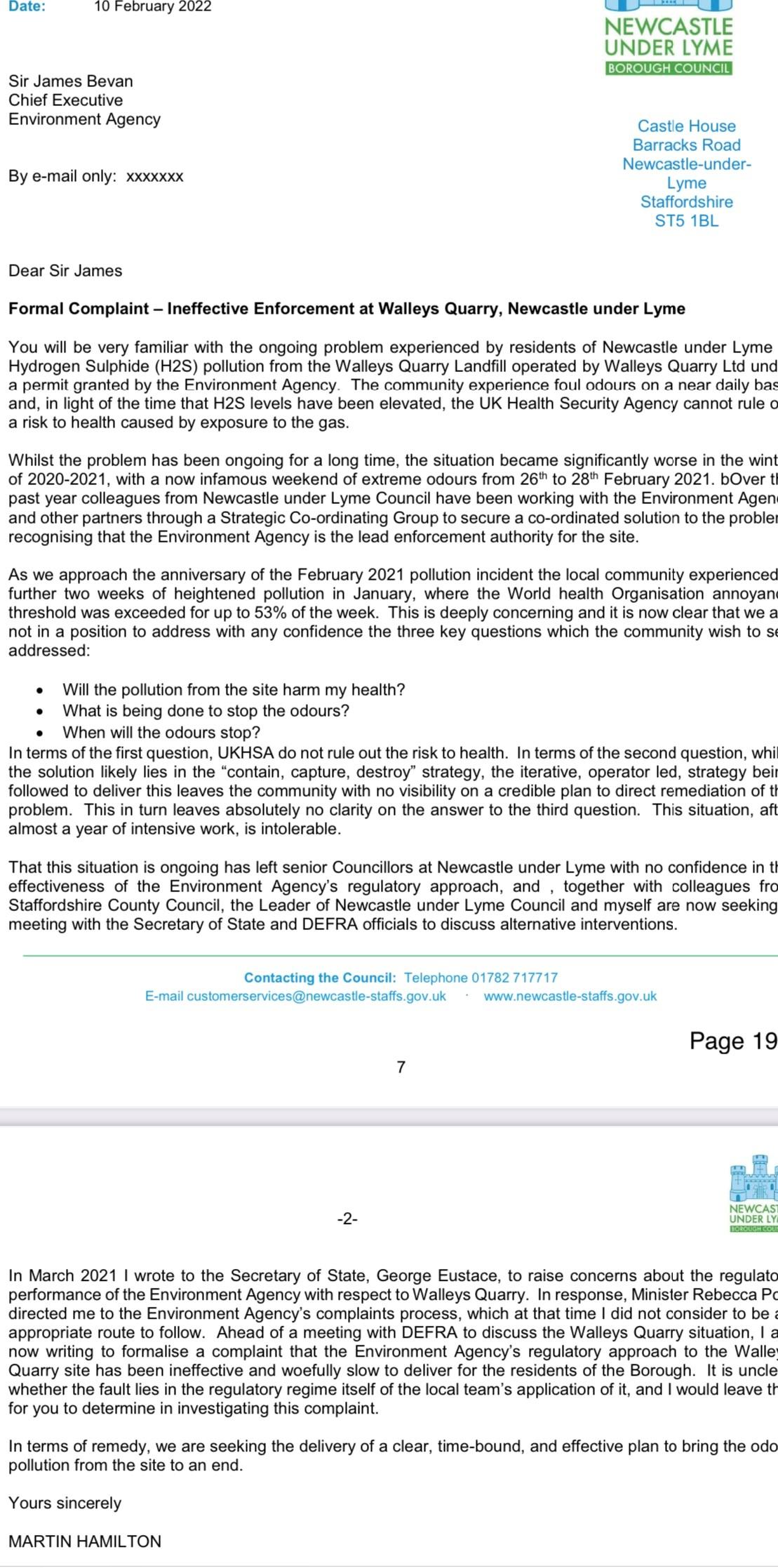 EA, Walleys Quarry, landfill, smells, complaint