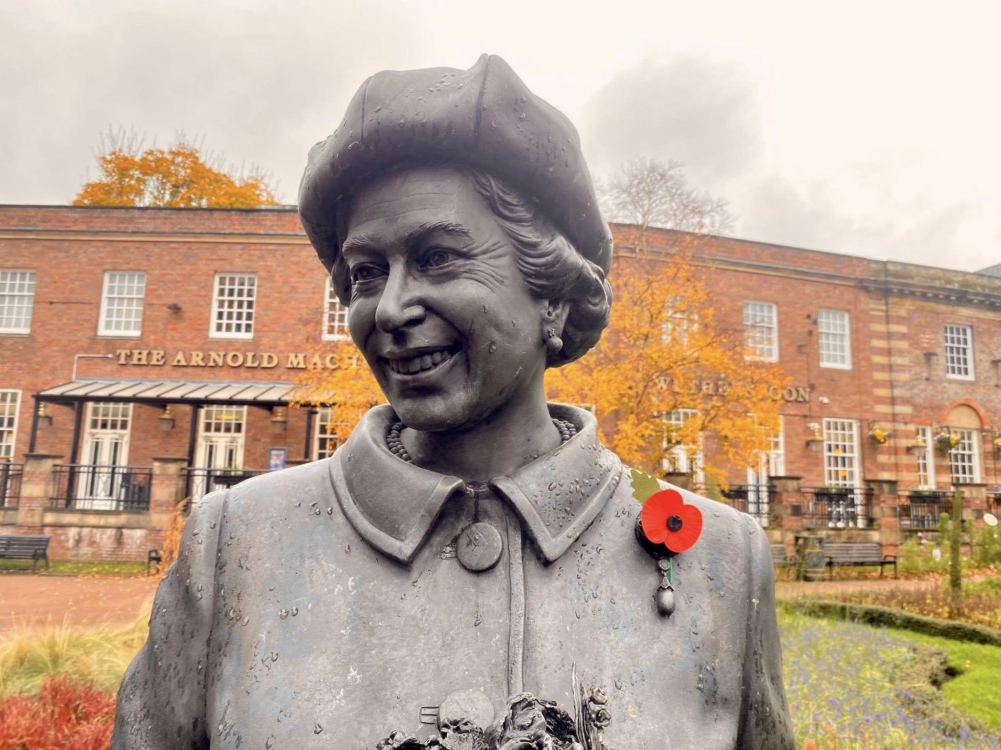 The Queen Elizabeth II statue in Queens Gardens, Newcastle, where the annual remembrance parade will assemble before moving to a service at St. Giles' Church on Sunday, 9 November.