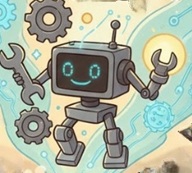 A cartoon of a smiling robot