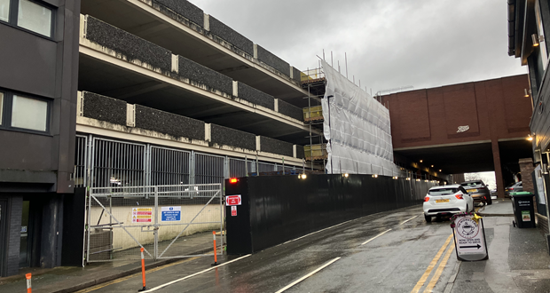 Image shows work underway at the former Midway car park.